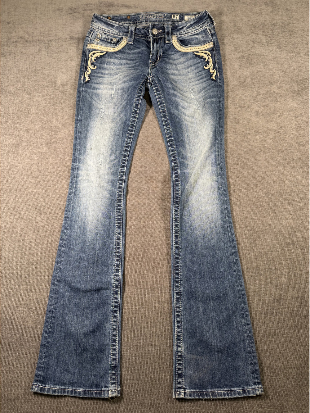 Miss Me Women's Bootcut Jeans Size 27 Dark Wash with Embroidered Pockets